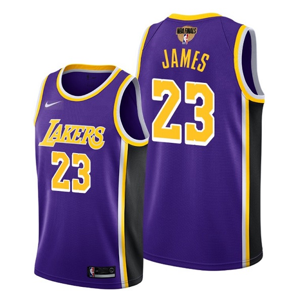 Men's Los Angeles Lakers #23 LeBron James 2020 Purple Finals Bound Statement Edition Stitched Jersey